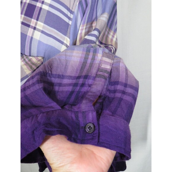 Catherines Purple Plaid Button Up Collared Shirt Plus Size 3X PETITE - Picture 4 of 8